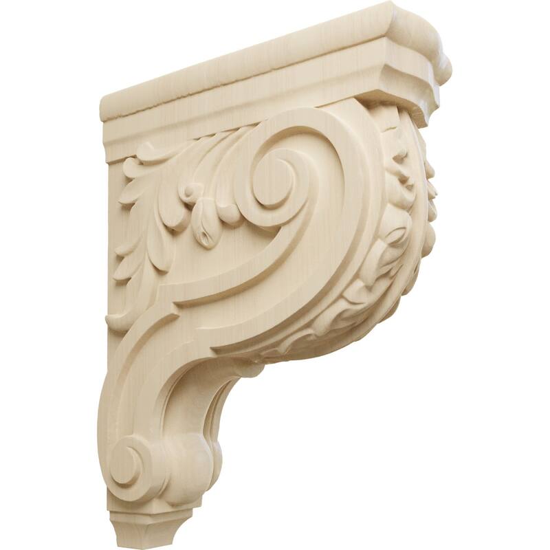 Hudson Acanthus Wood Corbel - Rubberwood - 4"W x 10 1/2"D x 14"H