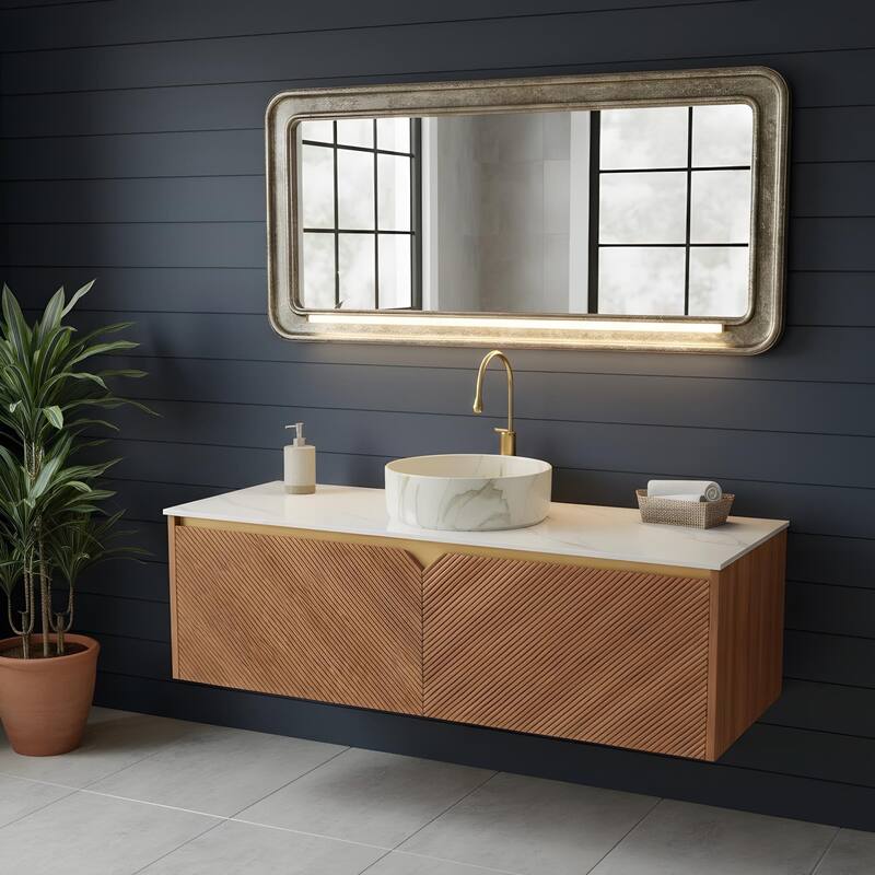 Wall-mounted Bathroom Vanity with Round Vessel Basin