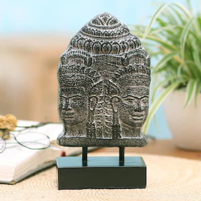 Novica Handmade Two Faces Of Buddha Cement Statuette
