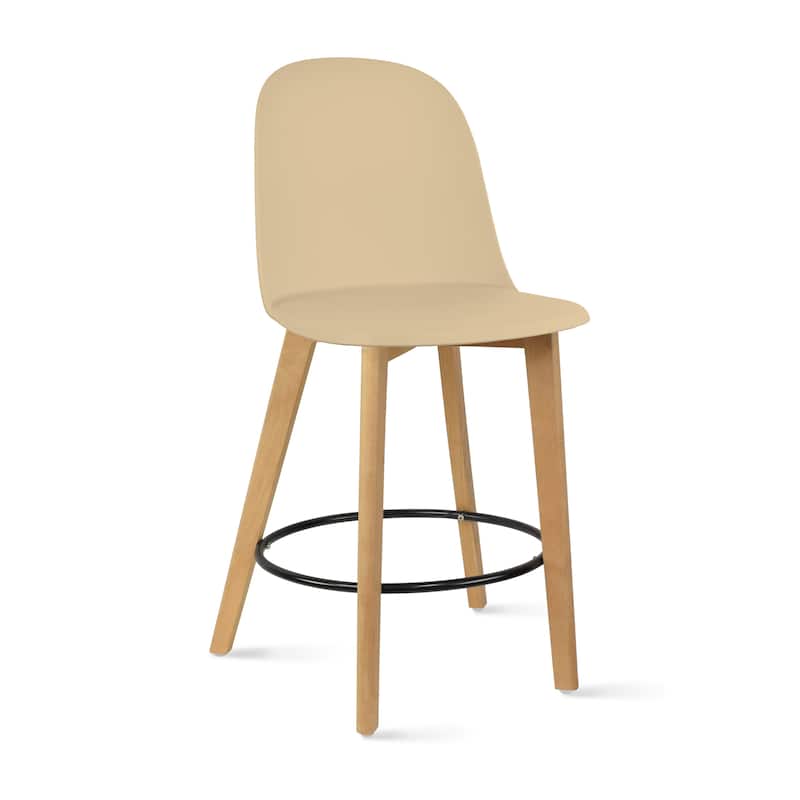 Set of 2 Designer Eiffel Chairs Counter Stools With Backs Side Molded Shell Kitchen Office Dining Dowel Bar Patio