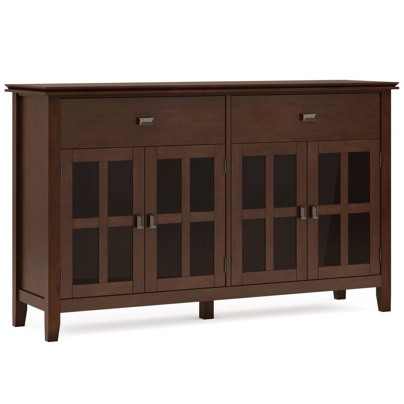 WYNDENHALL Stratford 60" Wide Solid Wood Transitional Large 4 Door Sideboard Buffet -  17"d x 60"w x 34"h