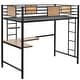 preview thumbnail 3 of 7, Contemporary, Elegant and Concise Twin Metal Loft Bed with Headboard and Footboard, Desk and Shelve,Black