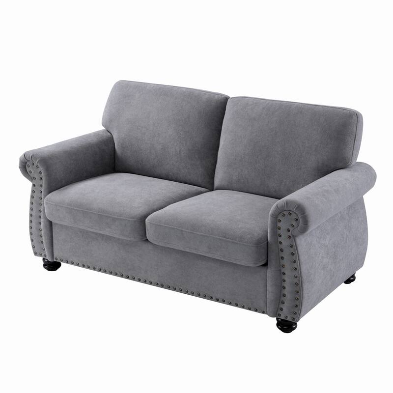 Velvet Loveseat, Upholstered 2 Seater Couch with High-Density Foam, Small Sofa Couch with Solid Wood Legs and Tufted Back