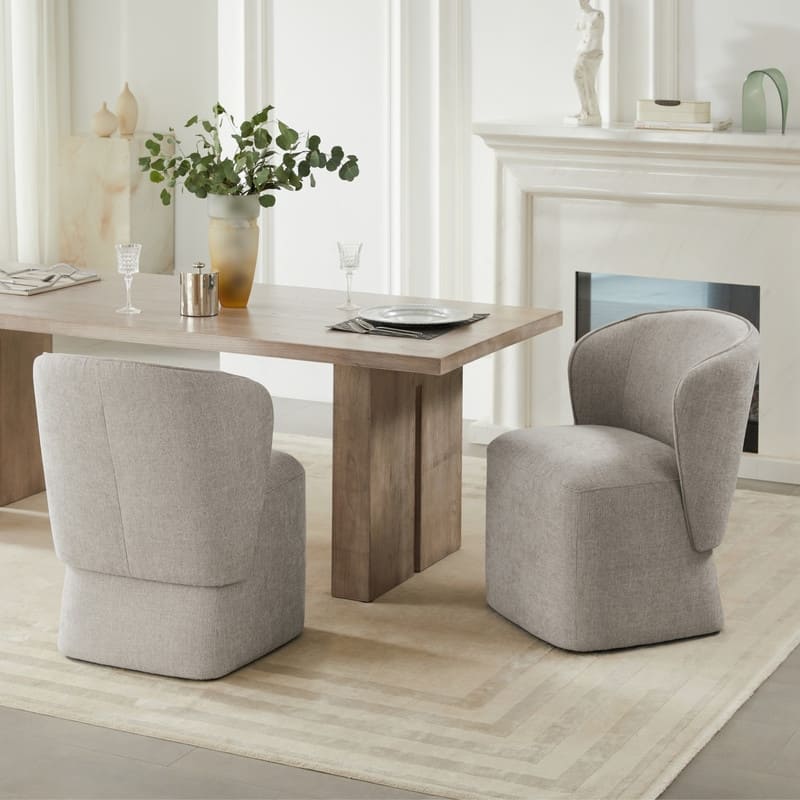Kyle Morden Fabric Dining Room Chair with Casters Wrap-round Back