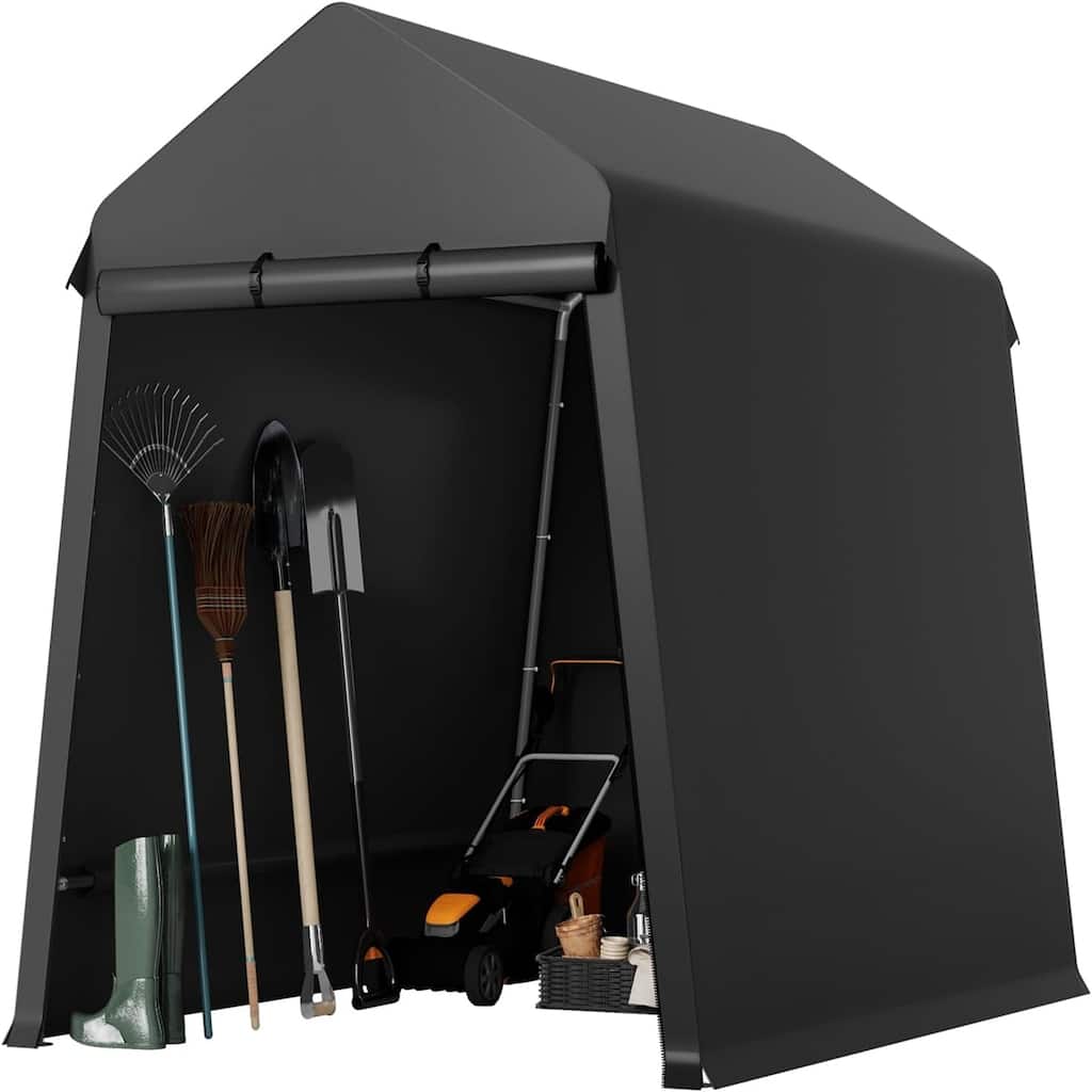 6X8FT Heavy-Duty Outdoor Storage Shelter Waterproof with Roll-Up Zipper Doors for Motorcycle ATV and Equipment