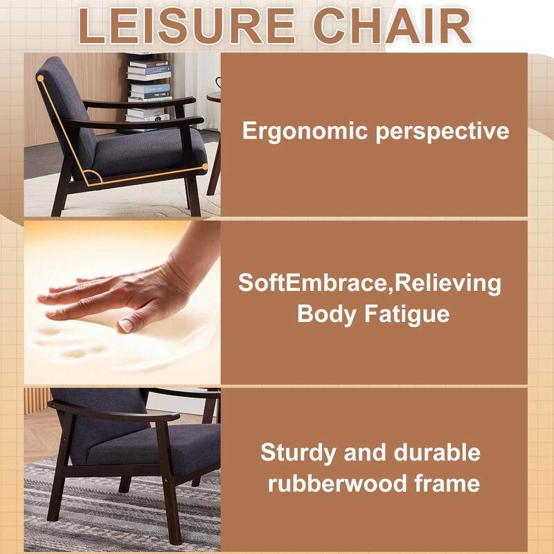 Medieval-inspired modern armchair with high back upholstered chair, solid wood legs