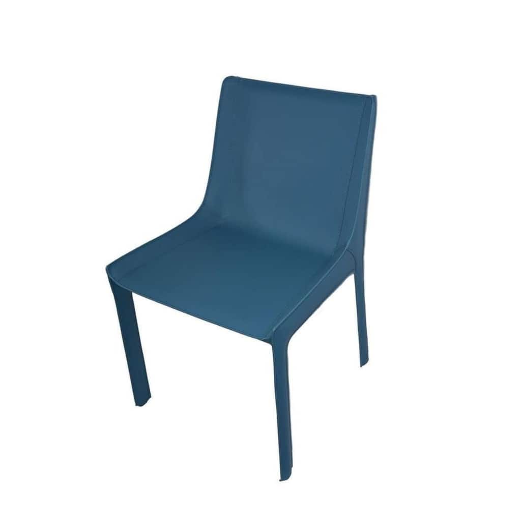 Aria Home Set of 2 Blue Eloi High Back Dining Chairs Recycled Leather
