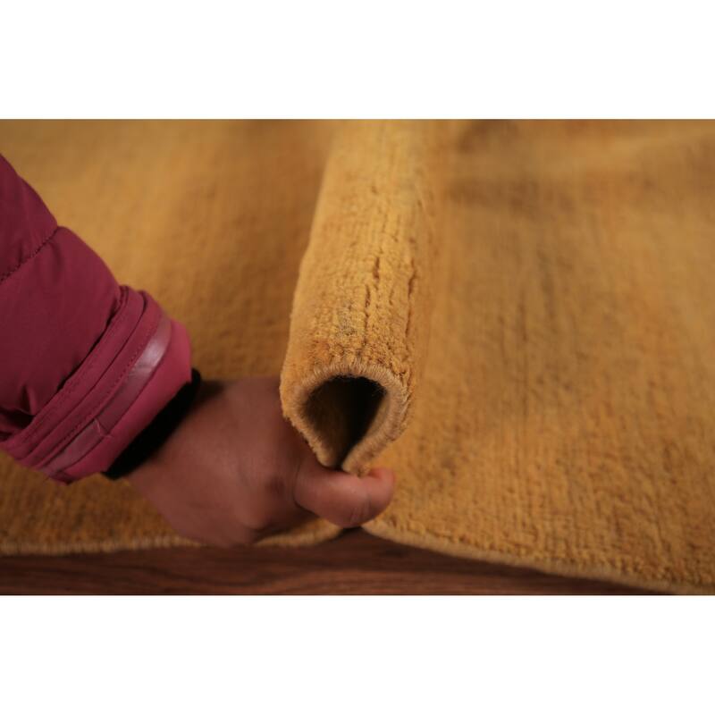 Modern Yellow Gabbeh Oriental Area Rug Hand-Knotted Wool Carpet - 5'6" x 7'8"