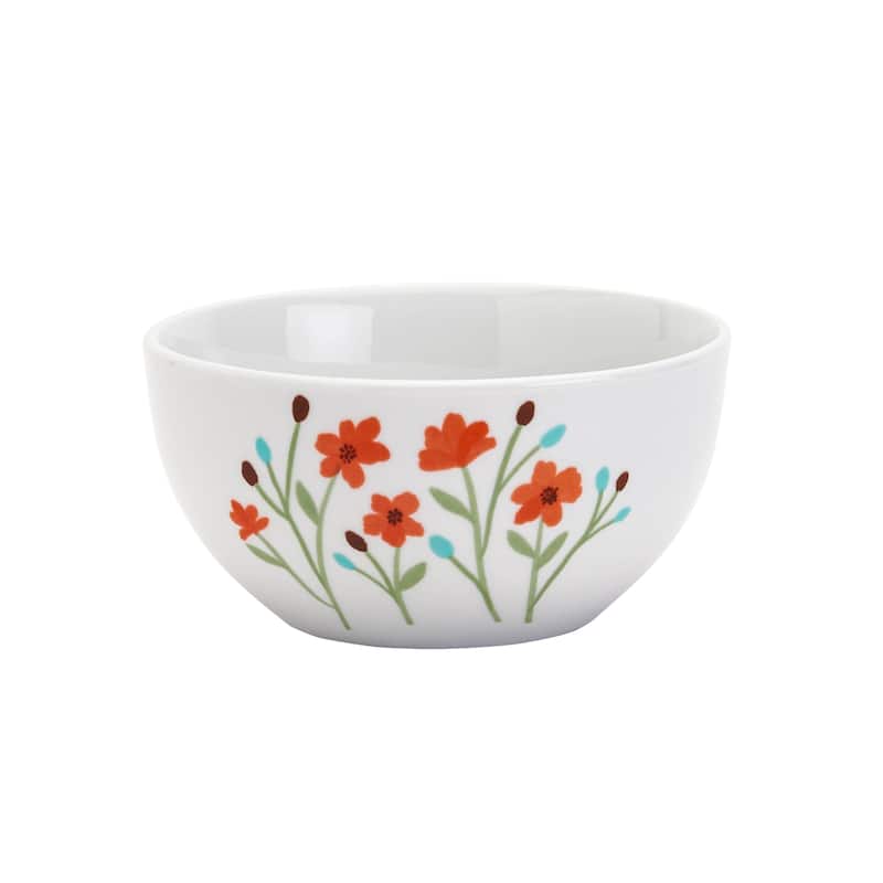 Tabletops Gallery Caroline 12 Piece Floral White Porcelain Dinnerware Set- Service for 4
