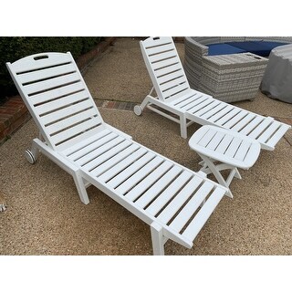 POLYWOOD® Nautical 3-Piece Outdoor Chaise Lounge Set with Table