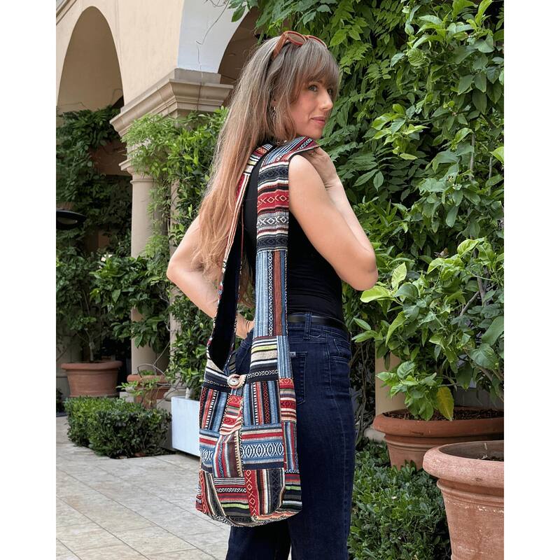 Kathmandu Collection Patchwork Striped Hobo Bag