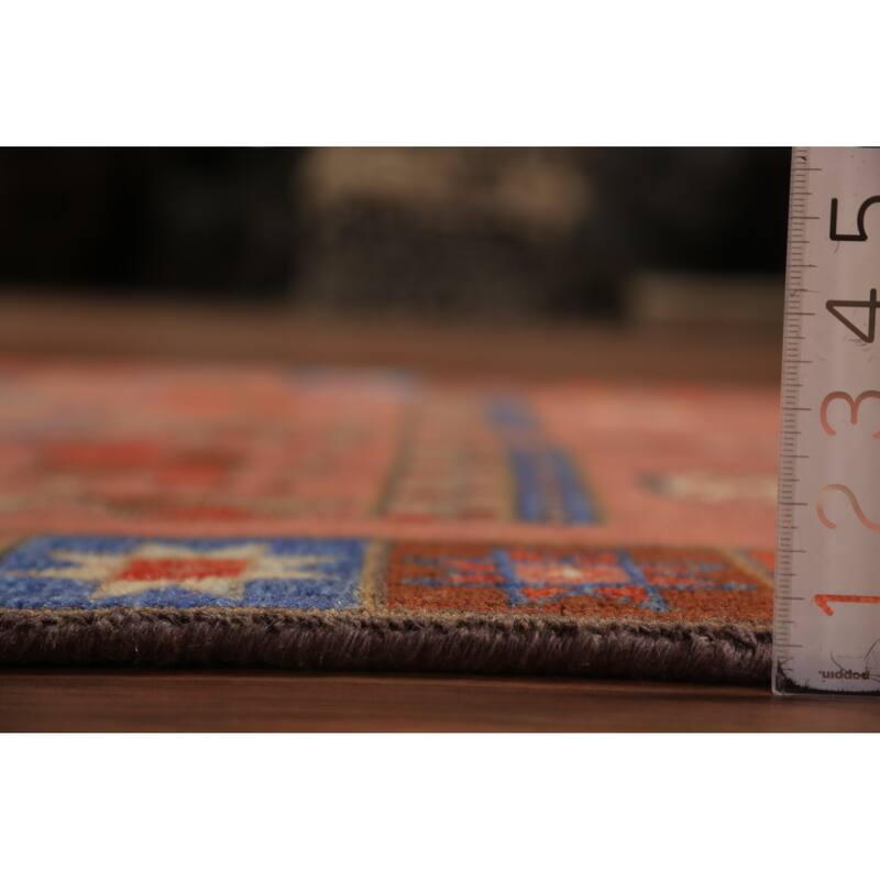 Tribal Kazak Indian Runner Rug Hand-Knotted Wool Carpet - 3'11"x 9'10"