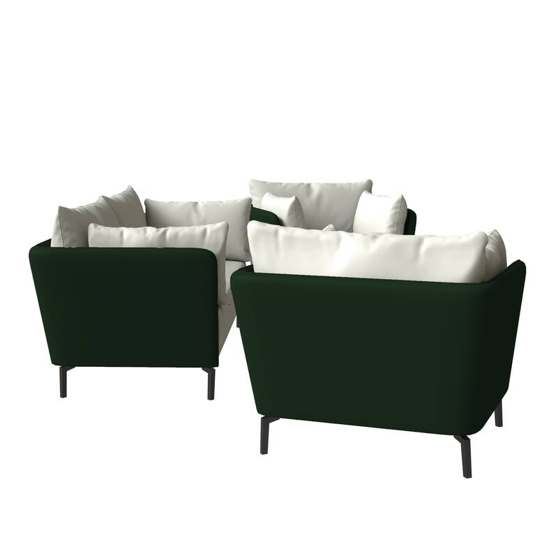 3-Piece Sofa Set Upholstered PU Leather with Metal Legs Removable Cushions for Modern Home Luxify Series by LeisureMod