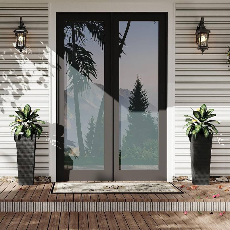 24 Inch Set of 2 Decorative Planters, Flower Pots for Patio, Backyard, Home with Tray