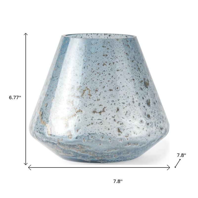 7" Blue Seeded Glass Round Table Vase - 7.80