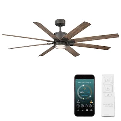 Renegade Indoor and Outdoor 8-Blade Smart Ceiling Fan 66in with 3000K LED Light Kit and Remote Control with Wall Cradle - 66