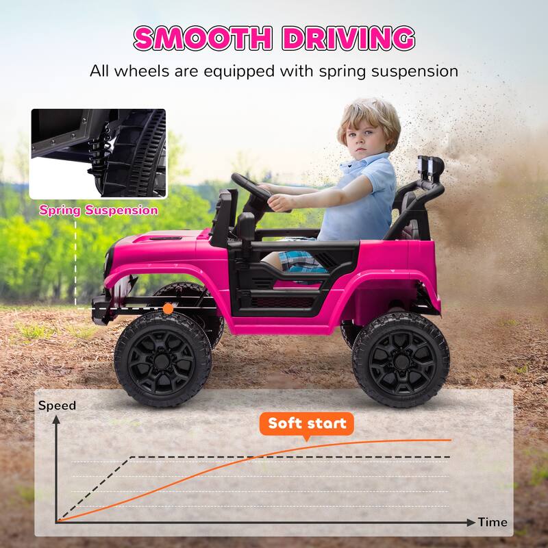 12V Kids Ride-On Truck, UTV with Remote Control, 3 Speeds, LED Lights, Music & Suspension Wheels for 3-6 Years