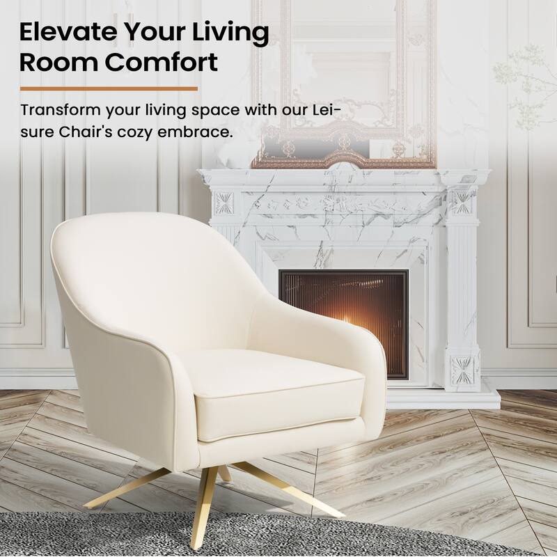 Faux Leather Sofa Chair Upholstered Swivel Accent Chair Mid-century Modern Armchair