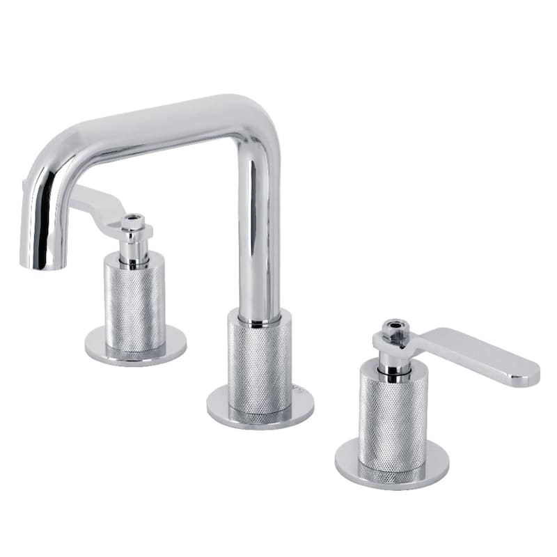 Kingston Brass Whitaker Two-Handle 3-Hole Deck Mount Widespread Bathroom Faucet with Push Pop-Up - Polished Chrome