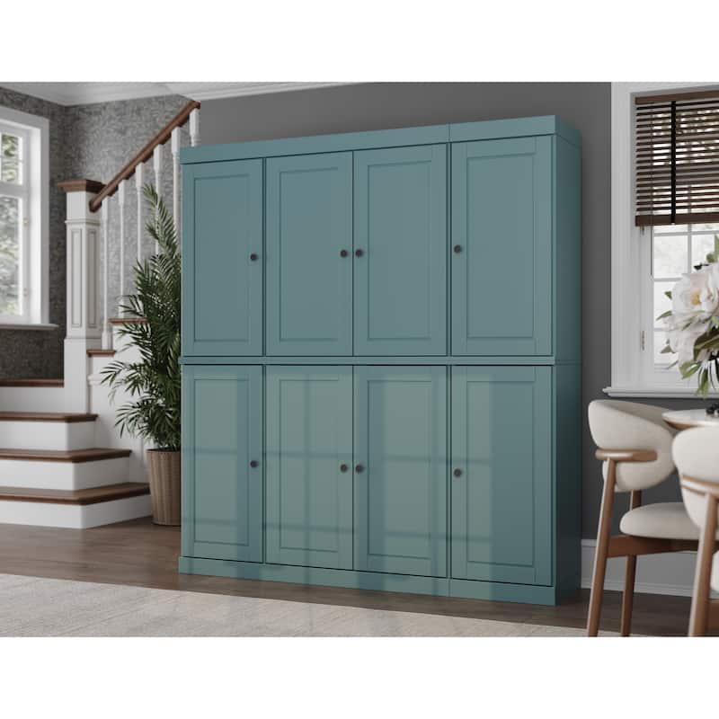 Palace Imports 100% Solid Wood 65" Kitchen China Pantry Cabinet - 65" x 71.5" - Aqua - Solid