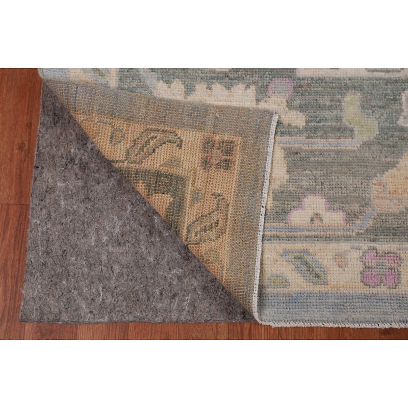 Hand Knotted Oriental 100% Wool Carpet Transitional All-Over Navy Blue & Blues Oushak Area Rug - 13' 7'' X 10' 0''