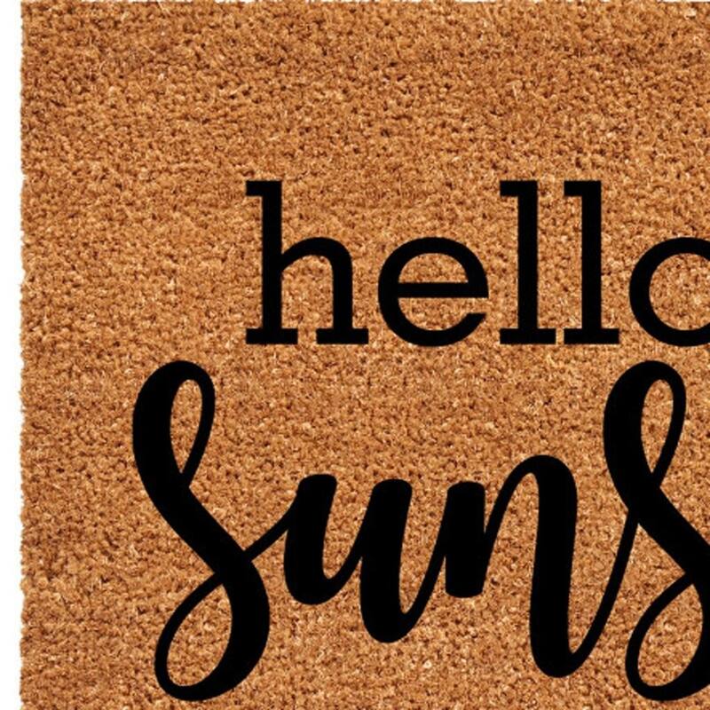 HomeRoots 24" X 48" Brown And Black Hello Sunshine Outdoor Coir Door Mat - 24.00' X '48.00