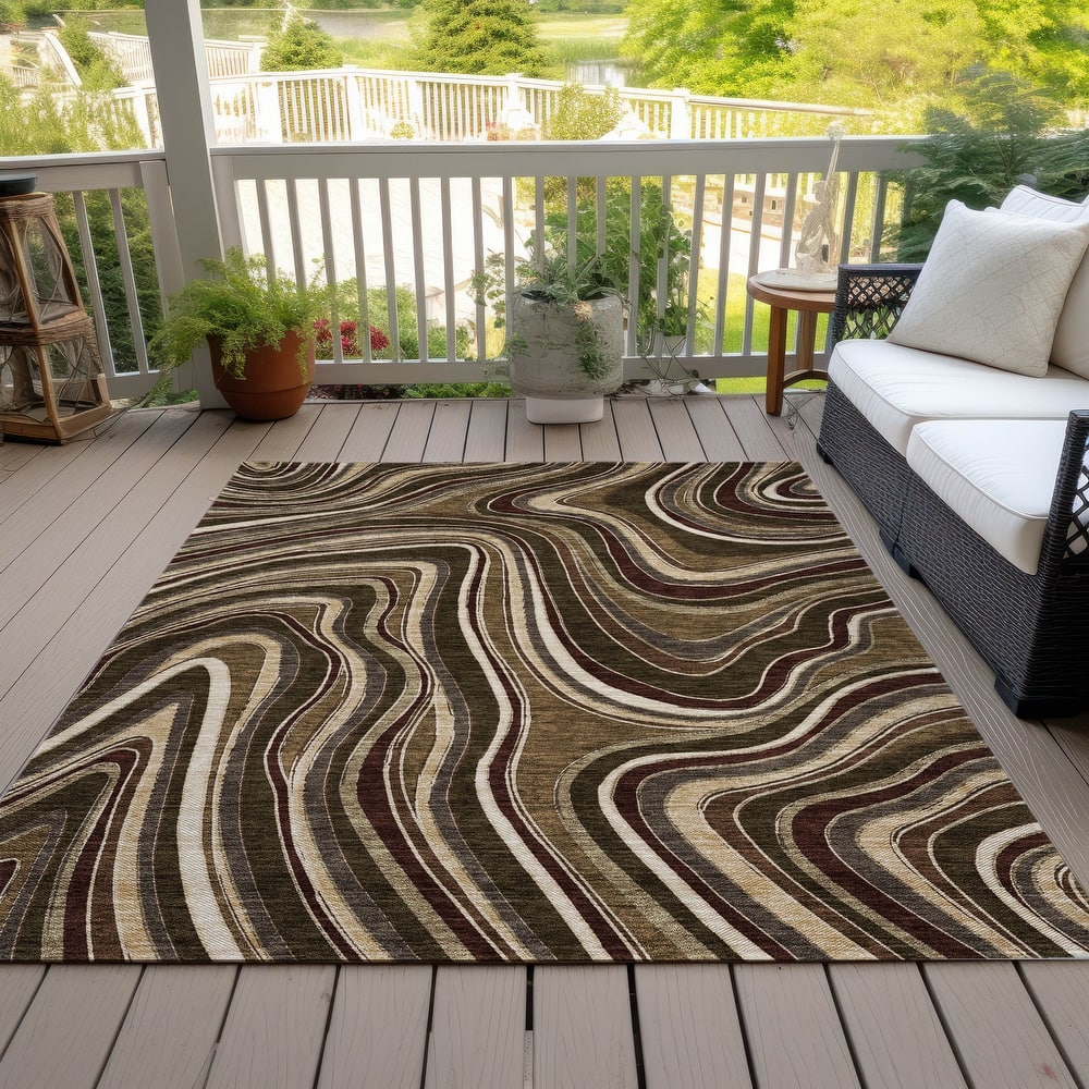 Machine Washable Indoor/ Outdoor Chantille Contemporary Abstract Rug