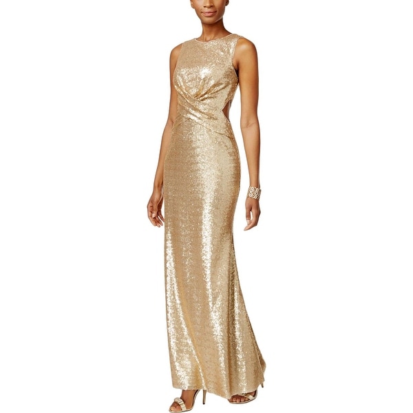Betsy & Adam Womens Evening Dress Cut-Out Sequined