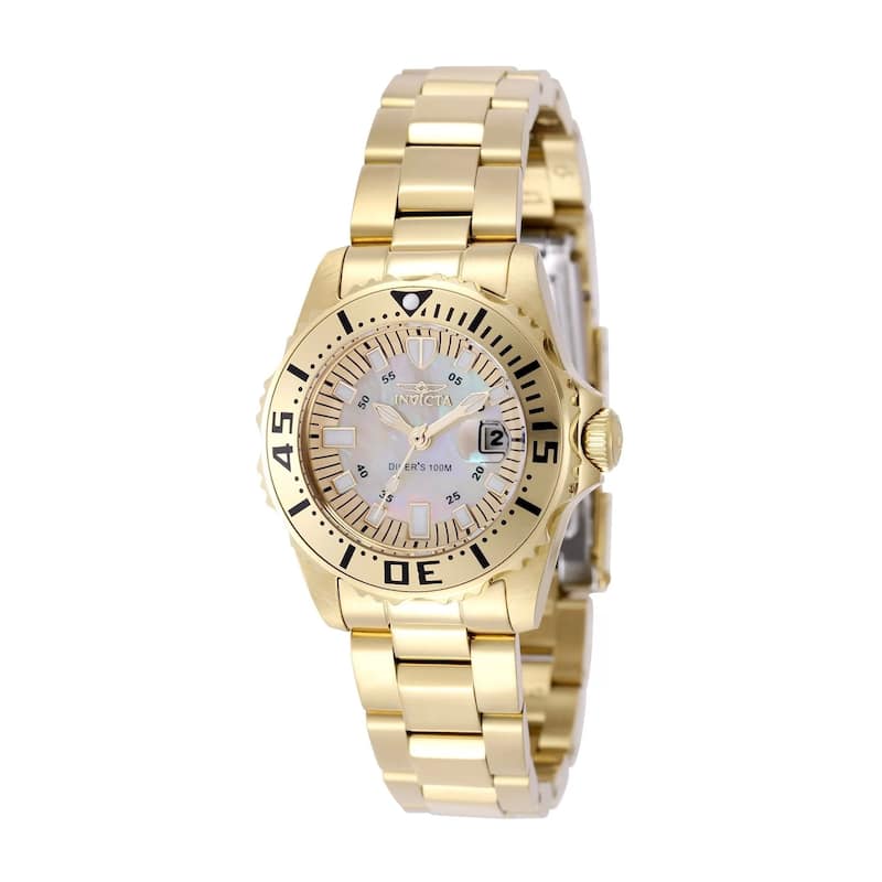 Invicta Women's 2963 Pro Diver Quartz 3 Hand Champagne Dial Watch - Mother of Pearl