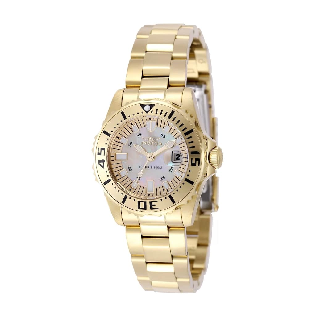 Invicta Women's 2963 Pro Diver Quartz 3 Hand Champagne Dial Watch - Mother of Pearl