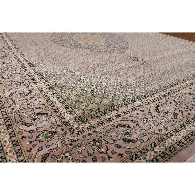 Traditional Gray Kashan Turkish Area Rug Machine Made Floral Carpet - 9'9" x 13'1"