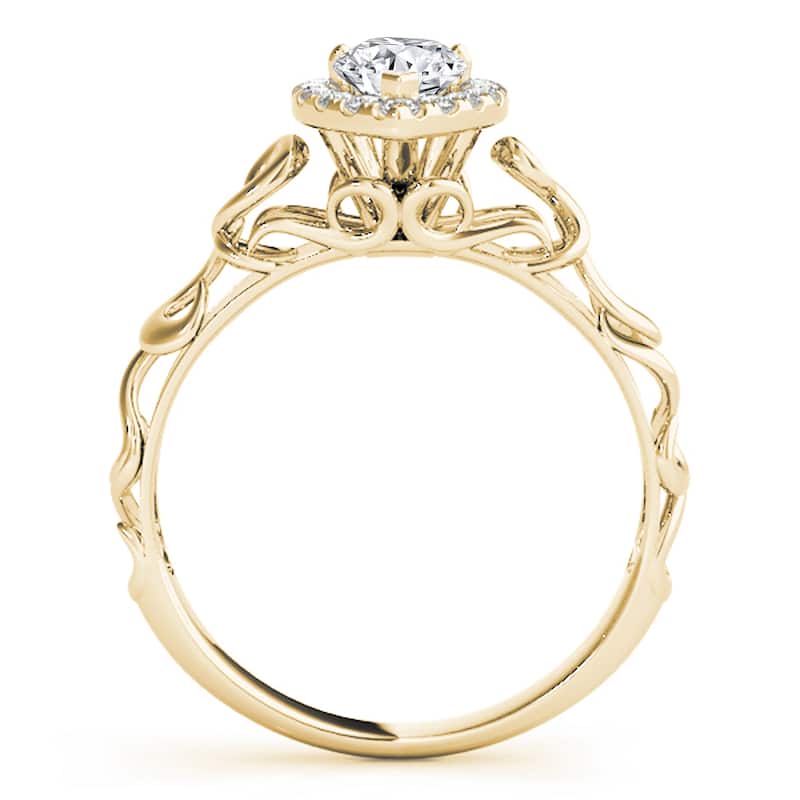Auriya 14k Yellow Gold Lab Grown Pear Diamond Halo Engagement Ring 0.50 to 5.00 ct. tw. (F-G VS)