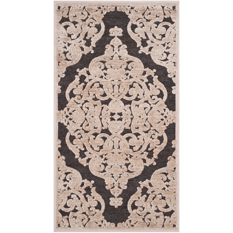 SAFAVIEH Paradise Fannye Watercolor Modern Viscose Rug - 2'4" x 3'11" - Stone/Anthracite