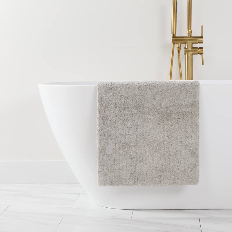 Becky Cameron 100% Cotton Reversible Solid Bath Mat - 34" x 21" - Light Gray