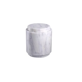 Sm. Marble Round Canister w/Lid LP -ST - WHITE - Bed Bath & Beyond ...