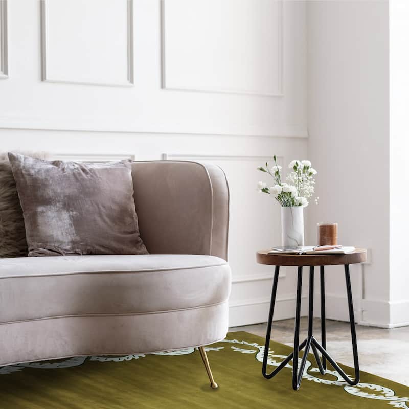 ECARPETGALLERY Hand Tufted Timeless Olive Wool Rug - 9'1 x 12'0