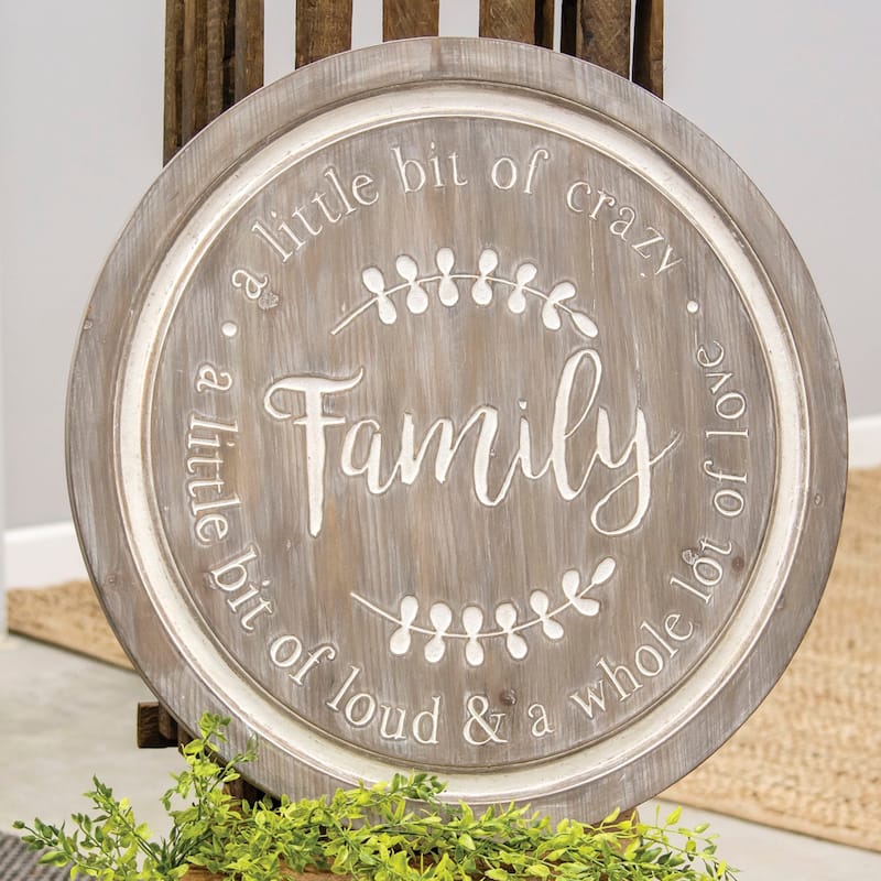Distressed Family Phrases Engraved Round Sign