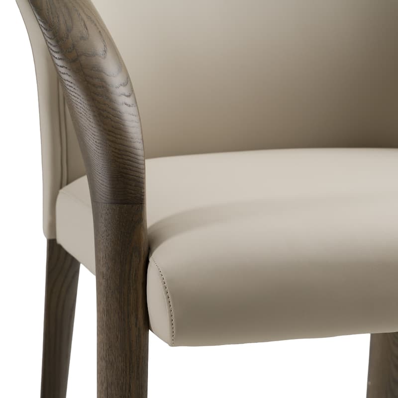 Modrest Wynetta Mid-Century Modern Grey Vegan Leather & Grey Ash Dining Chair
