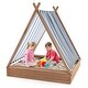 preview thumbnail 10 of 9, Costway Wooden Sandbox with Canopy Tent Design Fir Wood Frame 2 Bench - See Details