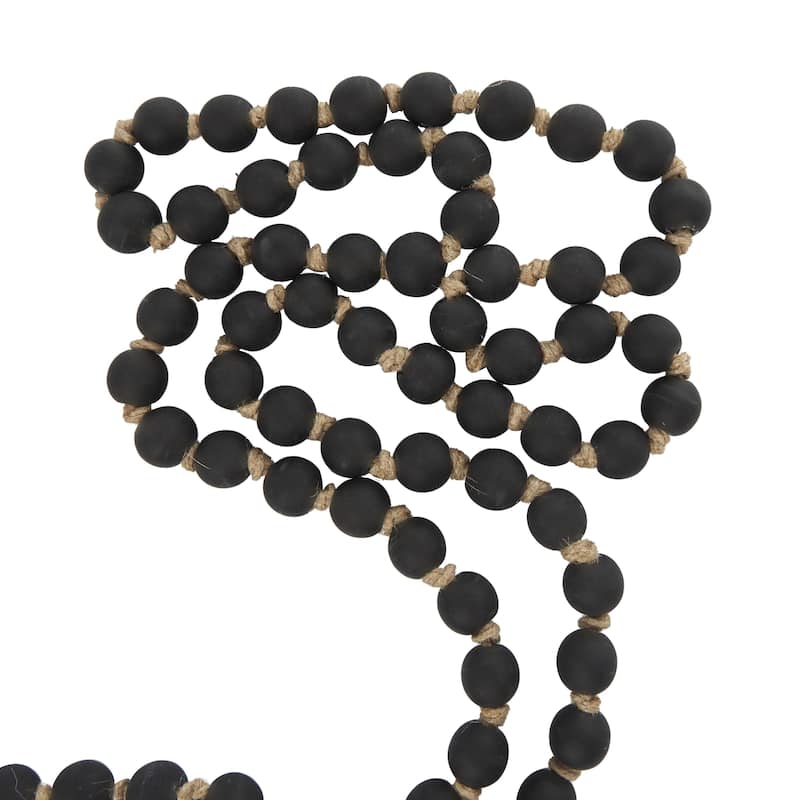 Glass Handmade Round Long Frosted Beaded Garland with Tassel with Knotted Brown Jute - Various Colors - Roche River Decor