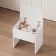 preview thumbnail 5 of 8, Small Space Vanity Table with 3 Adjustable Lighted Mirror, Storage Drawer, Fold-Up Panel, White