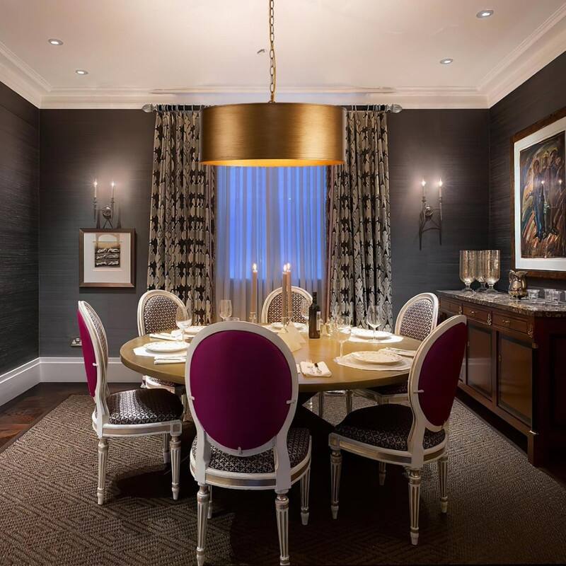 4 Light dining light fixtures gold chain hanging metal pendant light