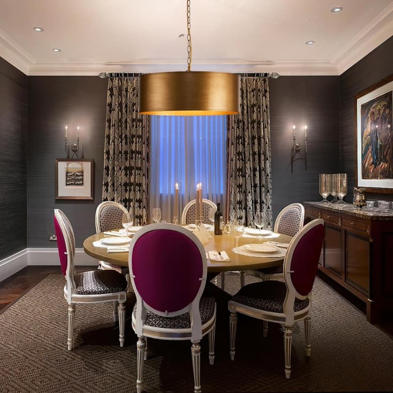 4 Light dining light fixtures gold chain hanging metal pendant light