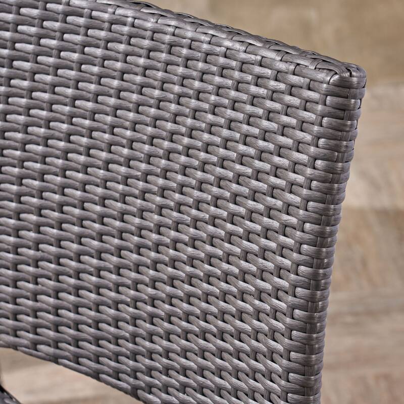 Roomfitters Outdoor PE Rattan Bar Stool Set of 2, 29'' Armless Counter Chairs with Backrest and Footrest