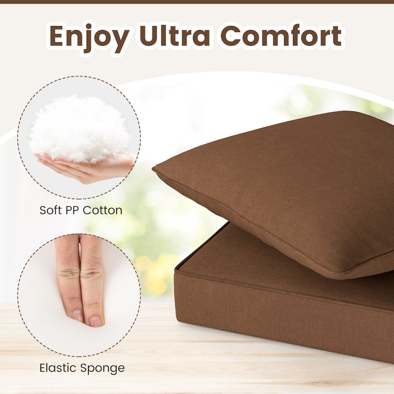 Gymax Deep Seat Chair Cushion Pads Set Indoor/Outdoor w/ Rope Belts