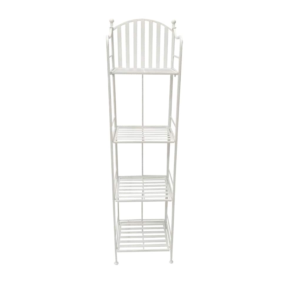60.1" Iron 4 Tier Shelf, Antique White
