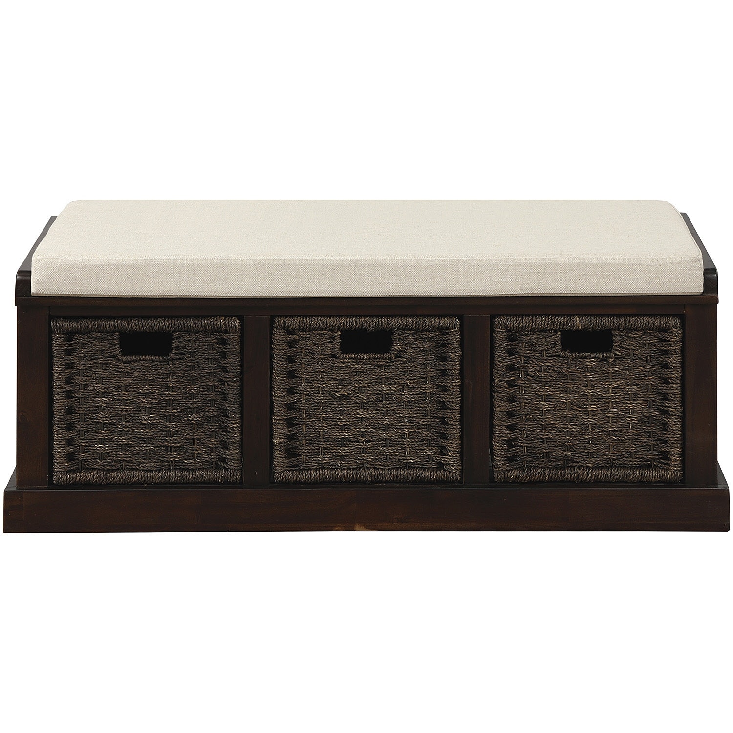 Entryway Bench with 3 Removable Classic Rattan Baskets - 43.7"L x 15.7"W x 17"H