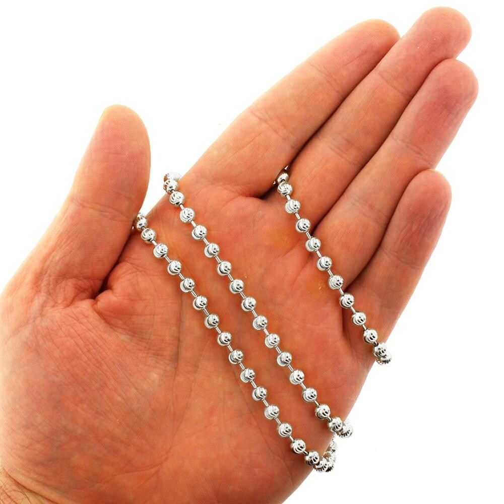 Details about   18"-30"MEN 925 STERLING SILVER 2MM MOON CUT BEAD CHAIN SKULL HEAD PENDANT*SP187