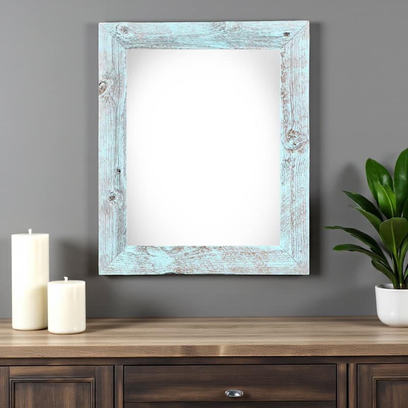 HomeRoots 20" x 24" Blue Solid Wood Hanging Picture Frame - Robins Egg Blue