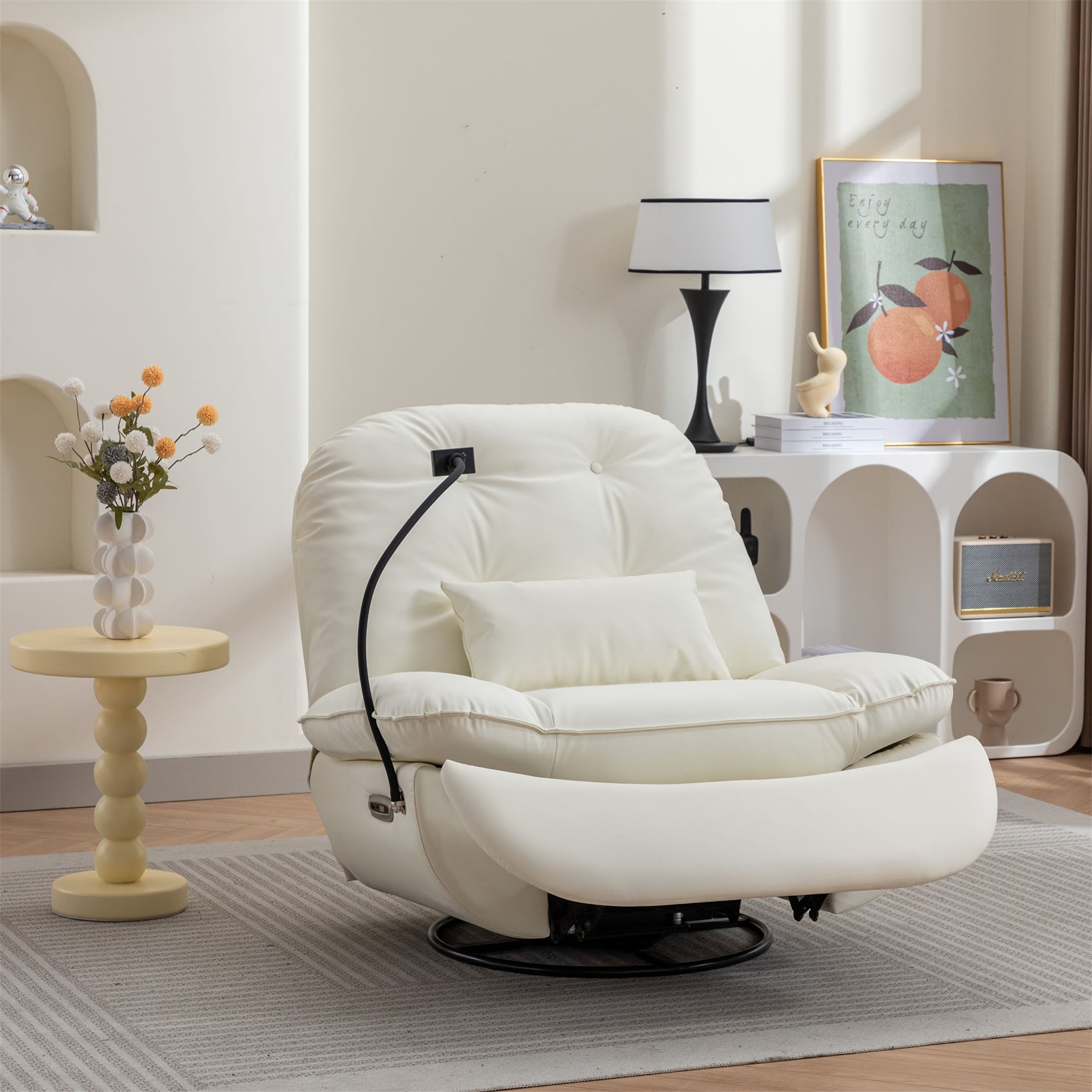 Smart Power Recliner Sofa USB Charger With Bluetooth Swivel Bed